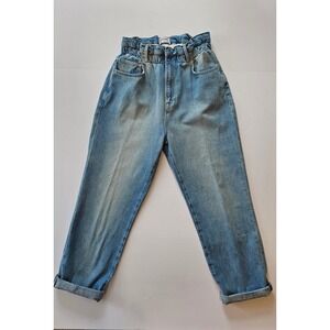 FRAME Paperbag Waist High Rise Jeans Womens Medium Light Wash Tapered Denim